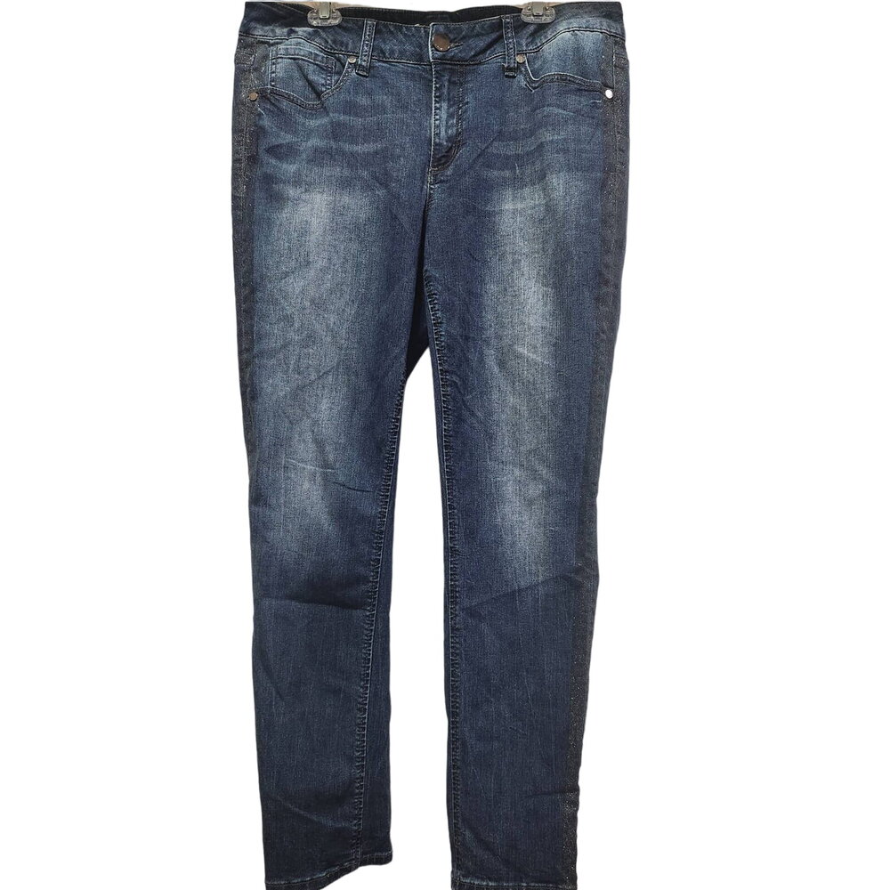 Seven7 Straight-Leg Dark-Blue Denim 5-Pocket Stretch Jeans Women's Size 16W